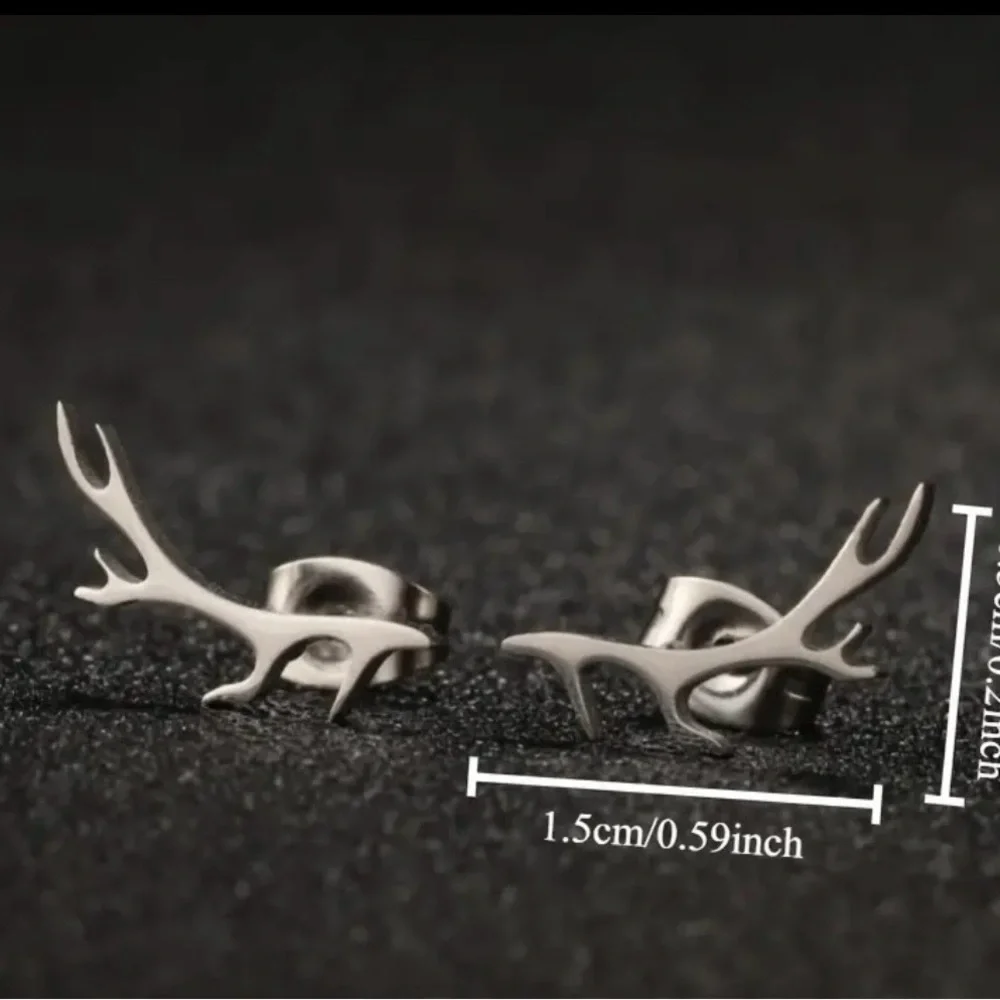 Silver Antler Earrings - Picture 3 of 3